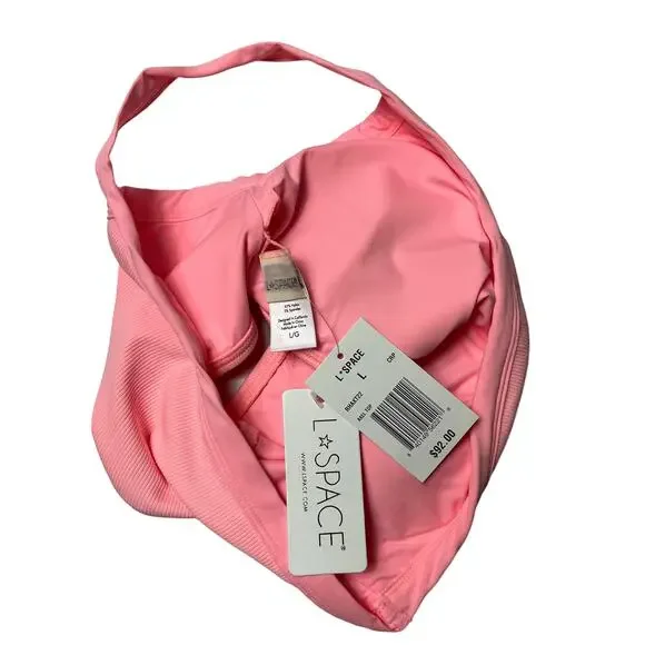 L*SPACE Axel Bikini Top Crystal Pink Ribbed One Shoulder Pullover Large NEW - Picture 7 of 9
